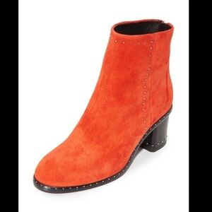 Rag & Bone Willow Red Orange Suede Studded Bootie Size 37
